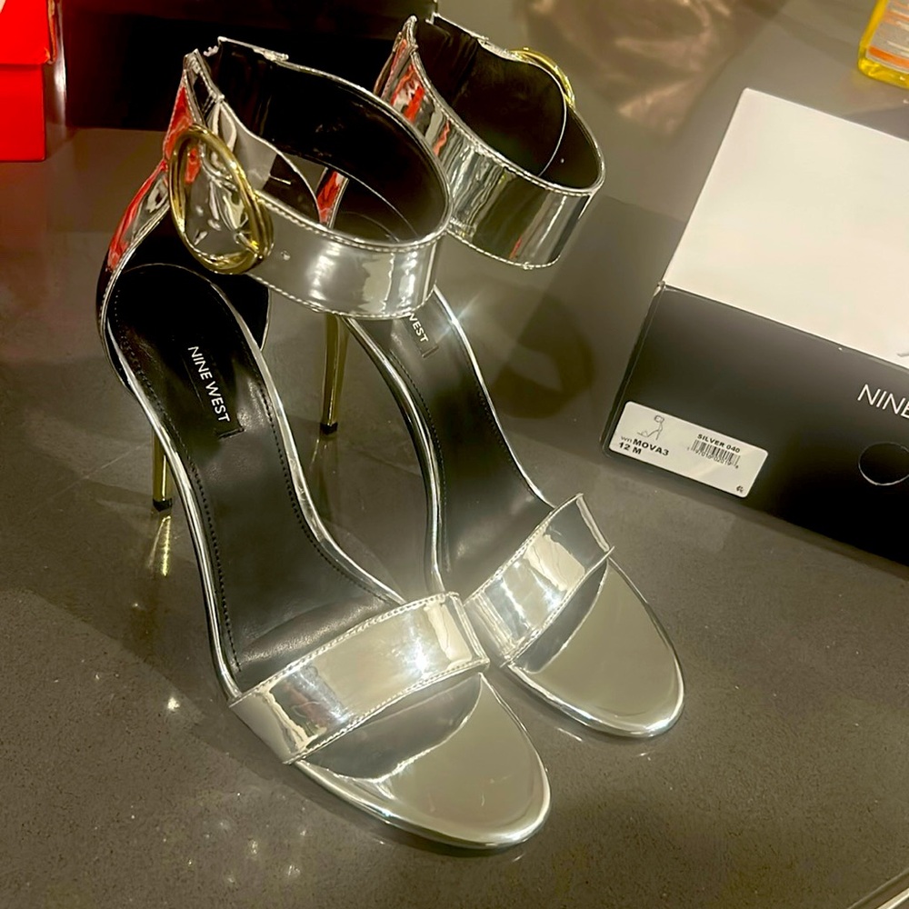 Nine West silver and gold heel sandal